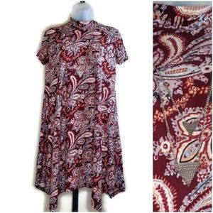 SweetKie Floral Paisley Asymmetrical Red Dress Medium Juniors
